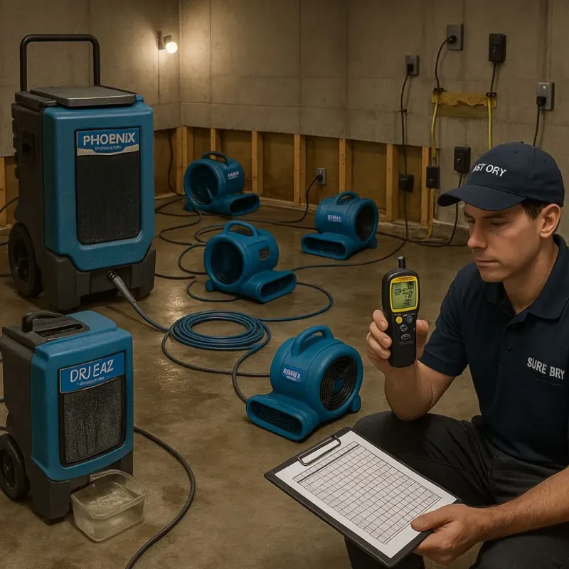 Structural Drying and Dehumidification process in Suamico, WI
